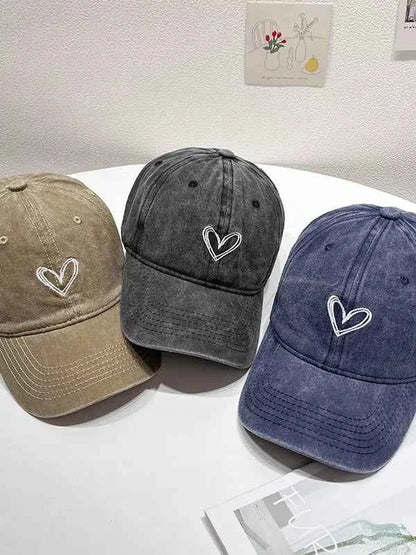 Washed Heart Embroidered Baseball Cap