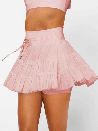 Tiered Skort with Drawstring