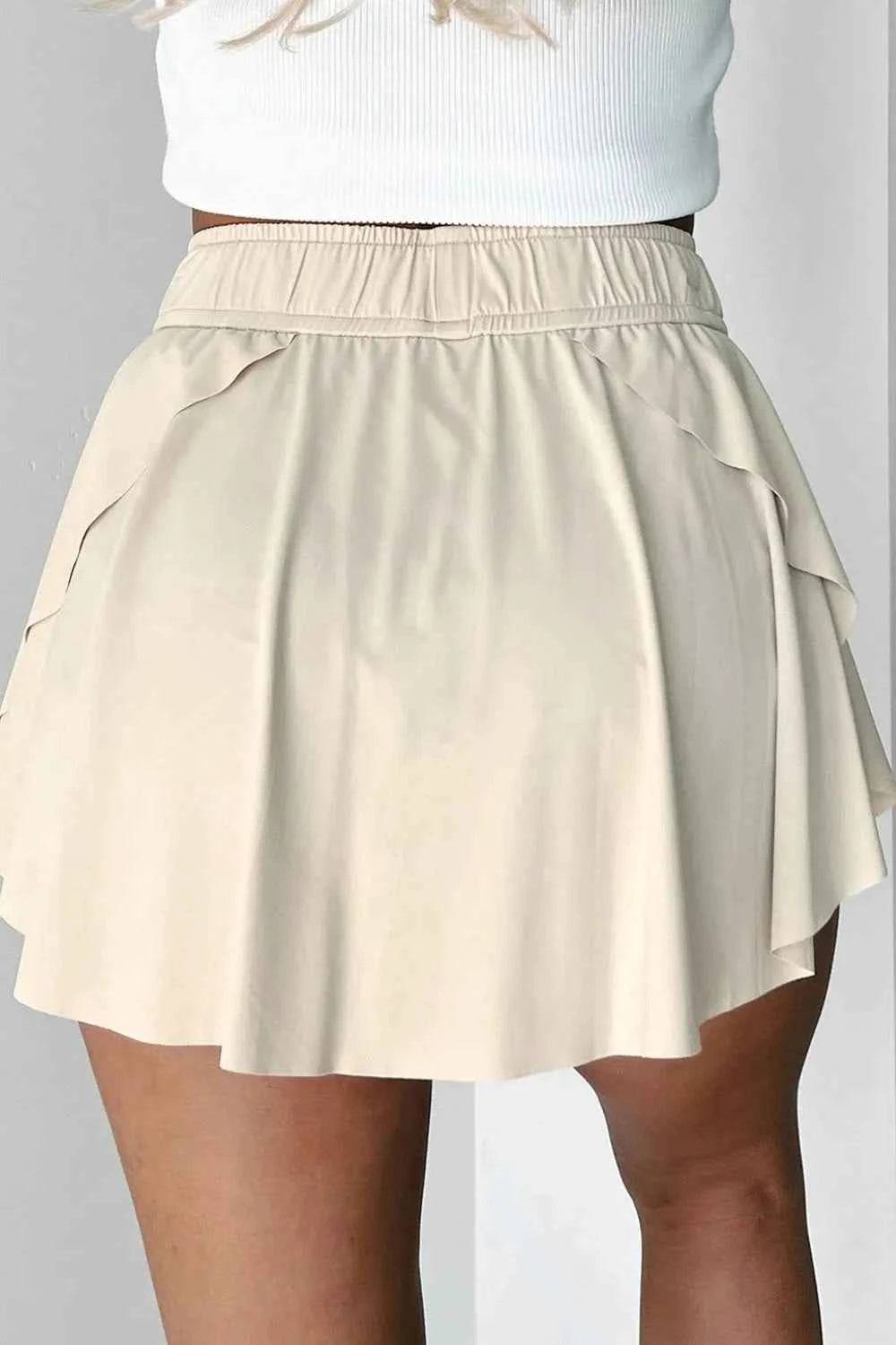 Drawstring High Waist Lined Active Skorts