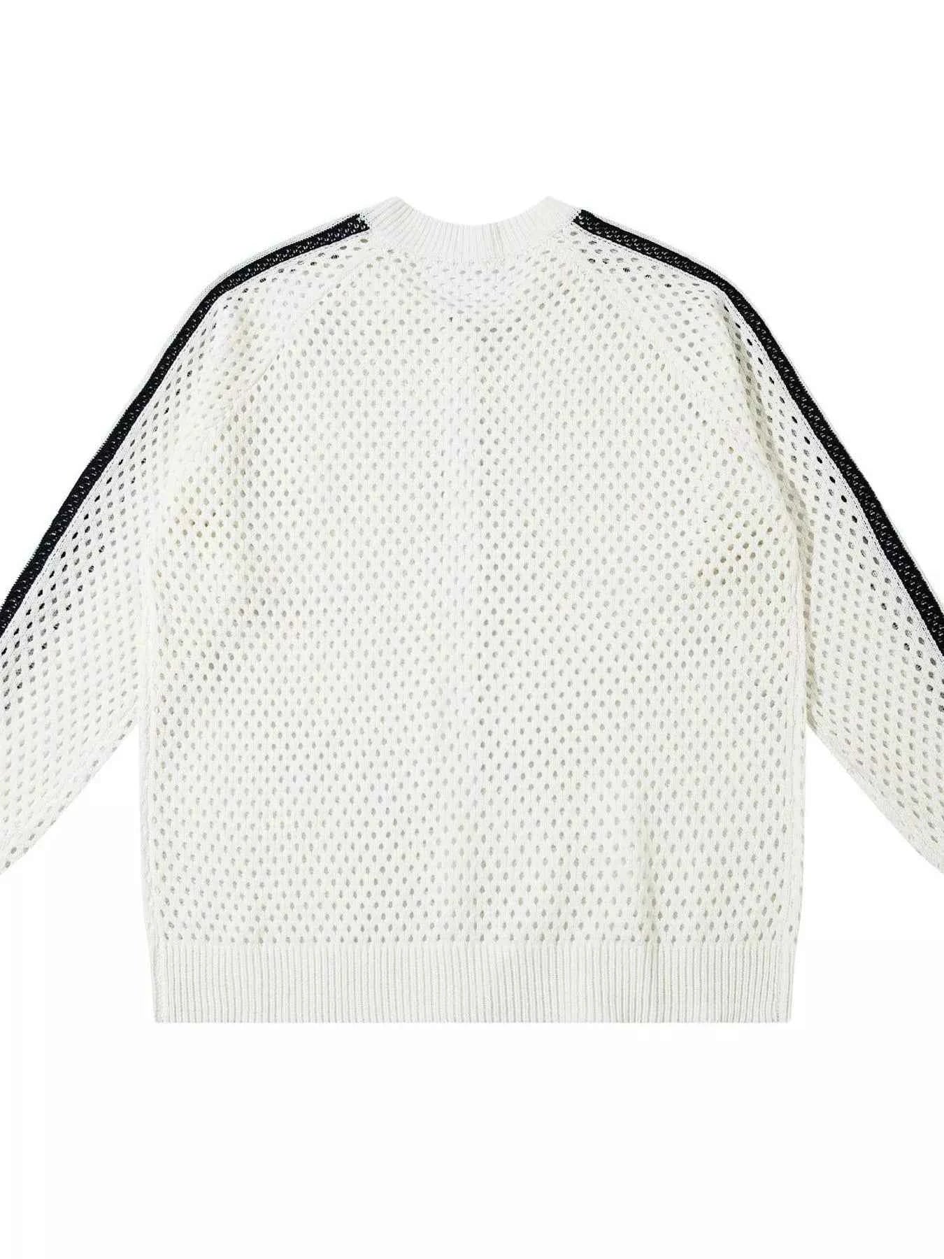 Men's Openwork Contrast Stripe Zip Up Long Sleeve Jacket