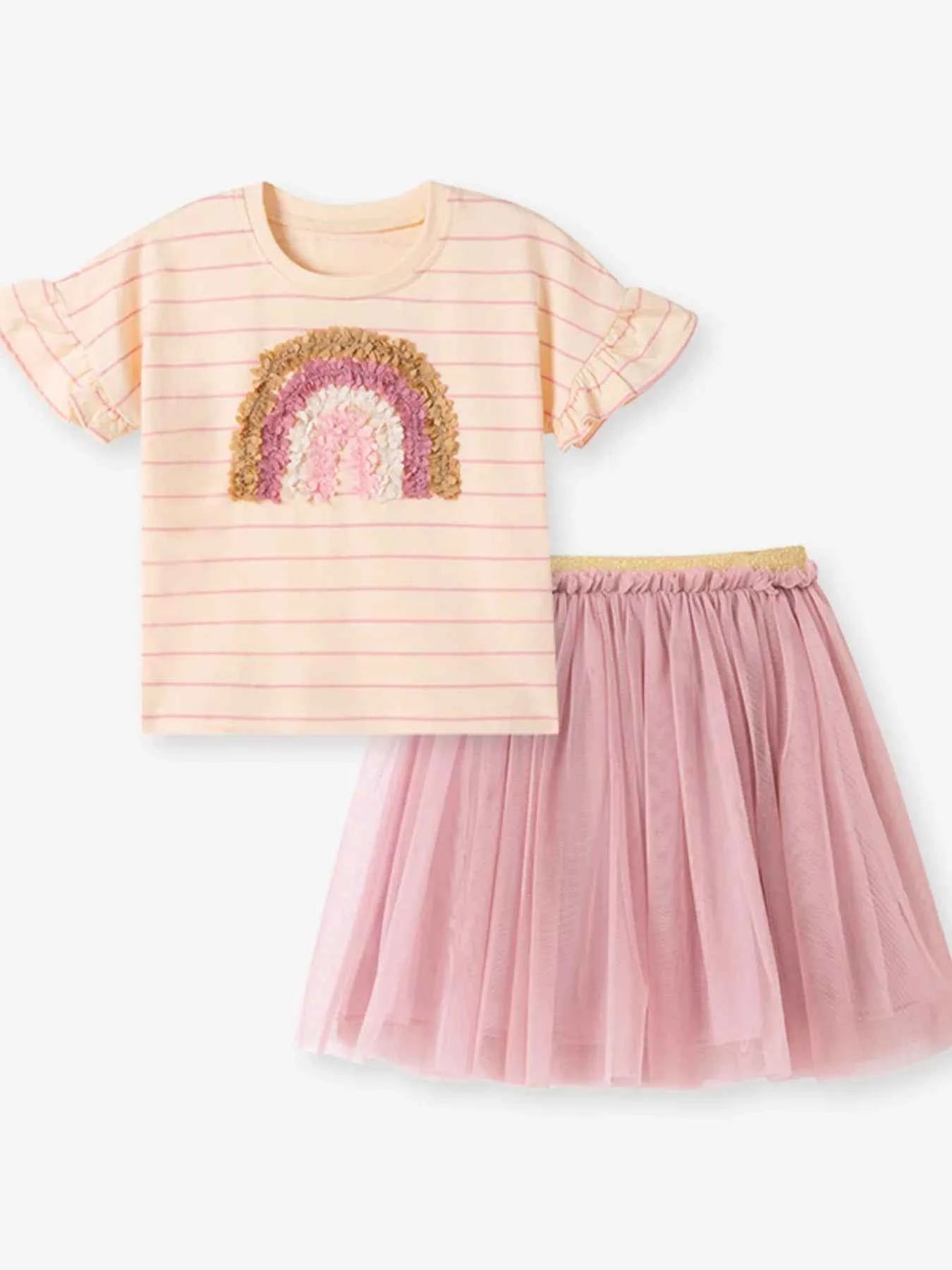 Children's Rainbow Applique T-Shirt and Tulle Skirt Set