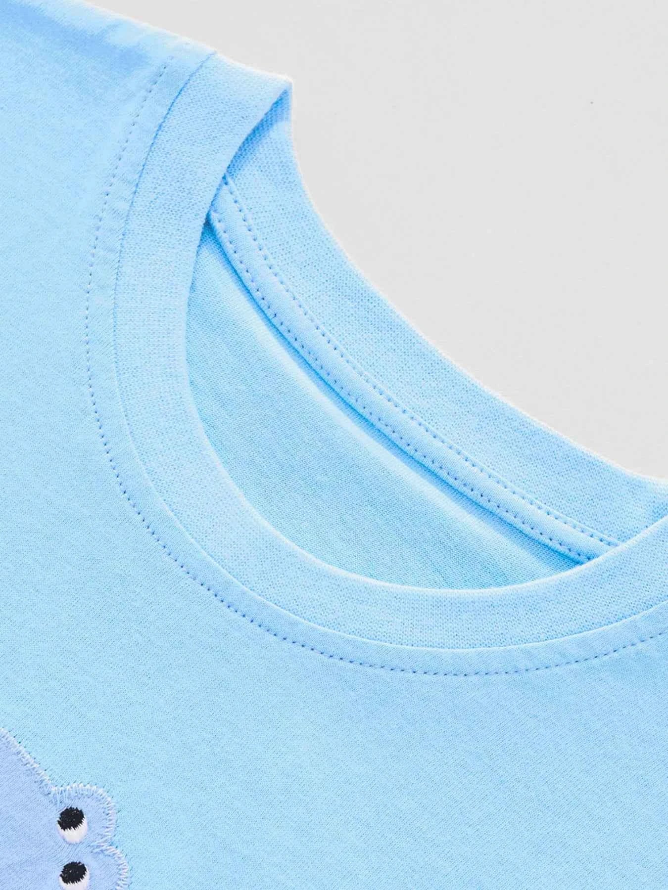 Children's Dinosaur Applique Short Sleeve T-Shirt