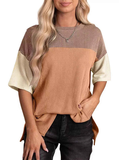 Color Block Half Sleeve Top