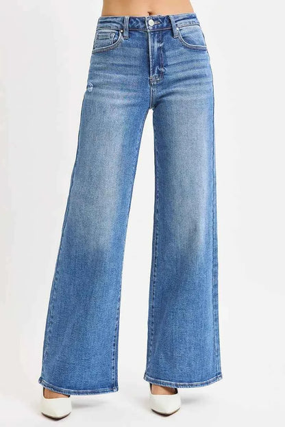 RISEN Full Size High Rise Wide Leg Jeans Plus Size