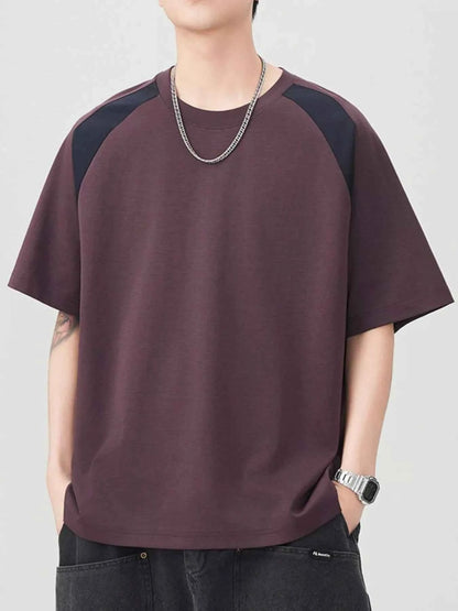 Men's Plus Size Contrast Round Neck Short Sleeve T-Shirt