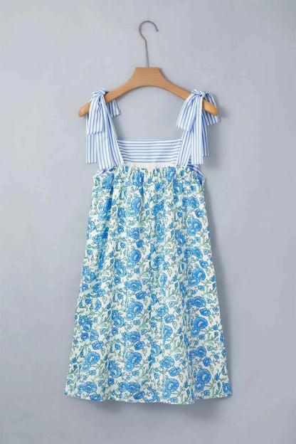 Floral Print Tie-Strap Mini Dress