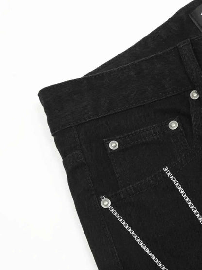 Men's Spider Web Embroidered Flared Jeans