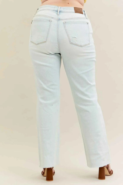 Judy Blue Full Size Destroy & Fray Hem Bootcut Jeans Plus Size