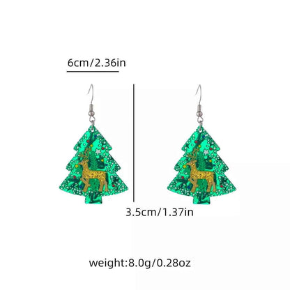 Christmas Tree Glitter Dangle Earrings