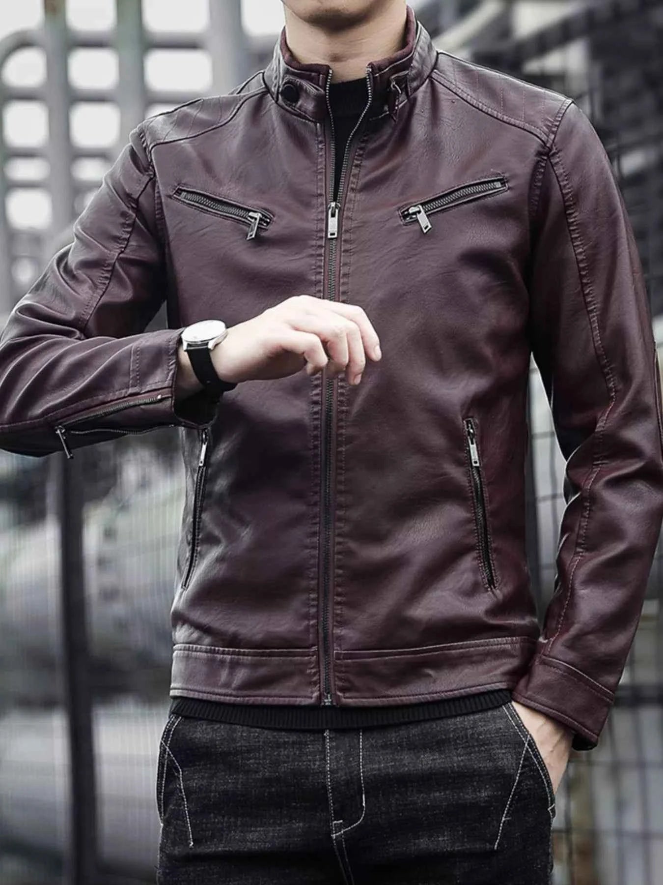 Men's Plus Size Zip Up Long Sleeve Jacket