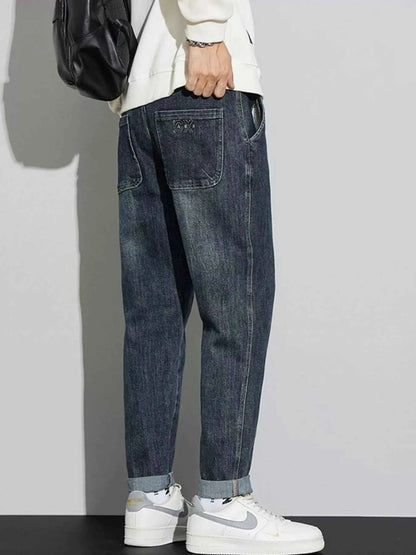 Men's Washed Relaxed Fit Cuffed Jeans