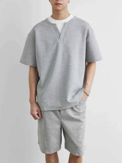 Men's Plus Size Half Sleeve Top and Shorts Set