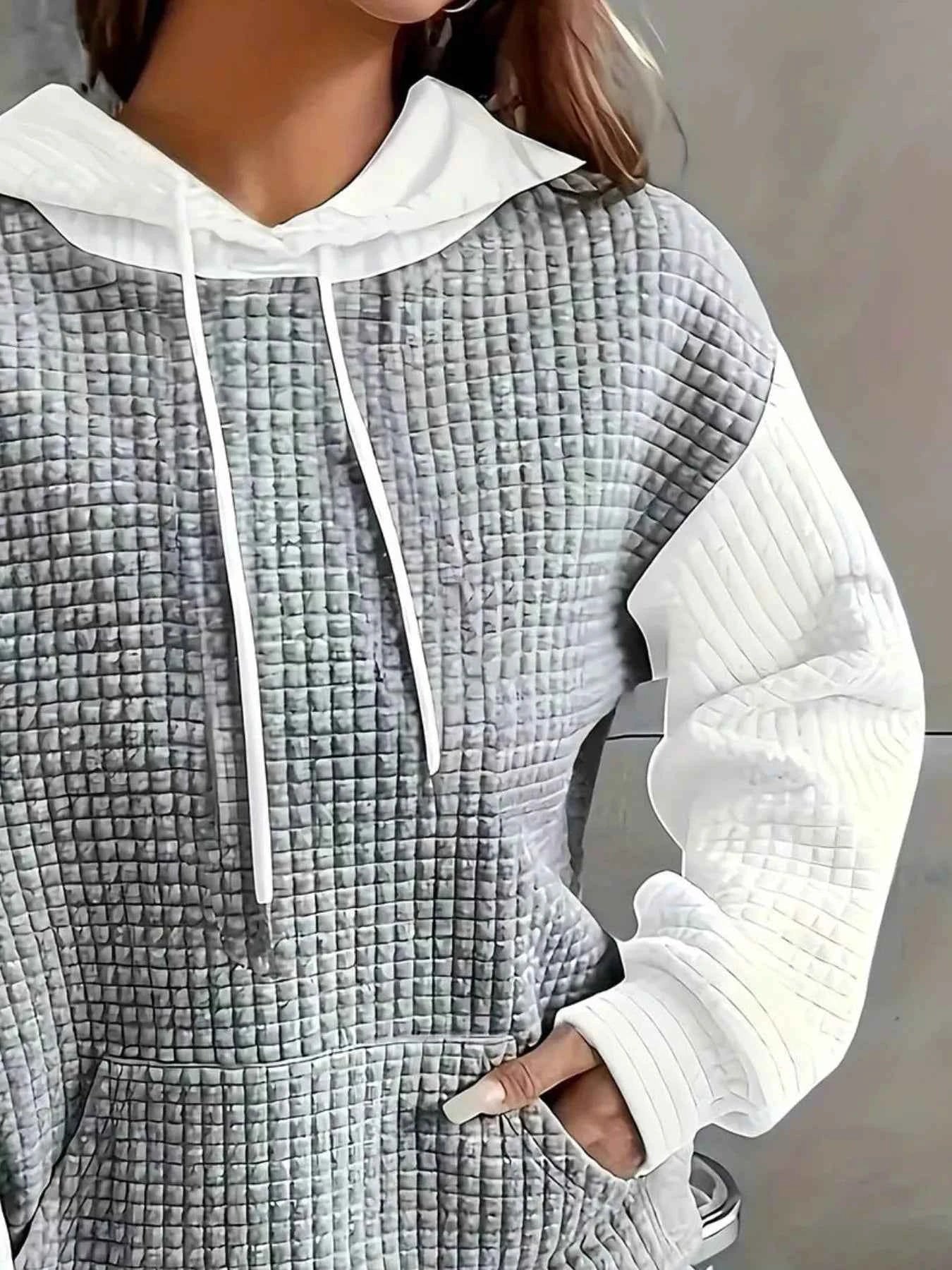 Full Size Textured Kangaroo Pocket Hoodie Plus Size