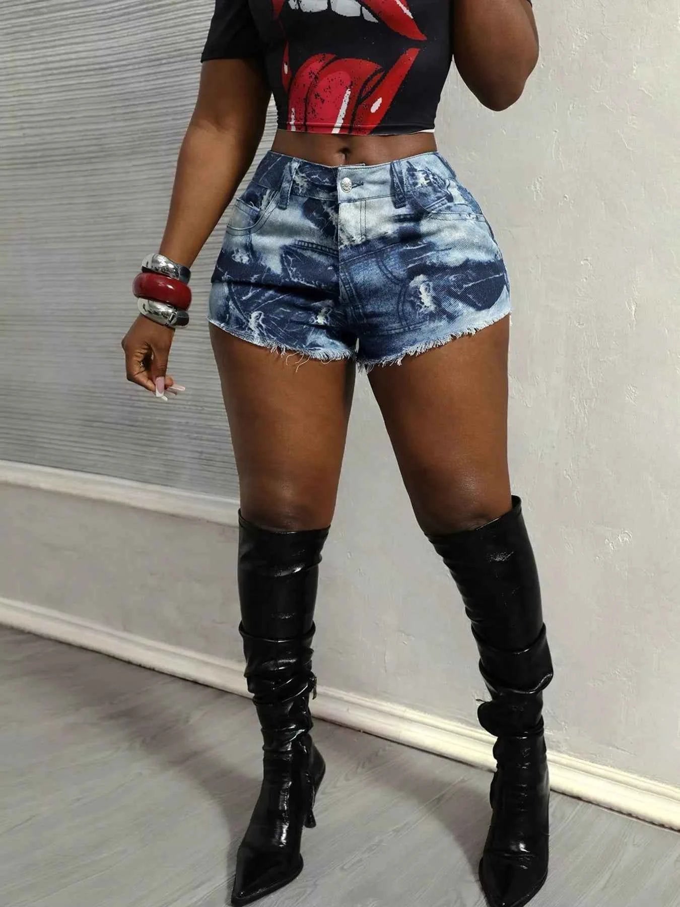 Raw Hem Denim Shorts