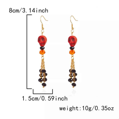 Halloween Skull Beaded Drop Earrings