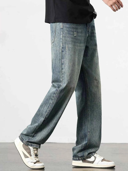 Men's Washed Wide Leg Jeans