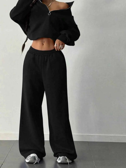 Half-Zip Long Sleeve Sweatshirt and Pants Set