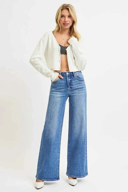 RISEN Full Size High Rise Wide Leg Jeans Plus Size