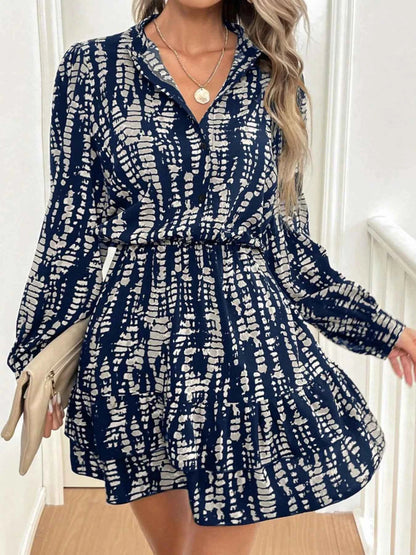 Ruffled Hem Long Sleeve Mini Dress