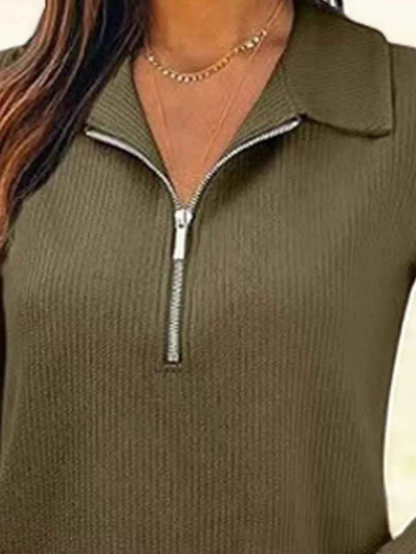 Half Zip Long Sleeve Knit Top