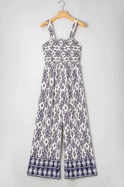 Bohemian Print Wide Leg Jumpsuit