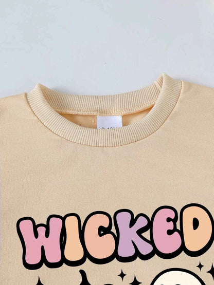 Children's Halloween Graphic Round Neck Top and Pants Set