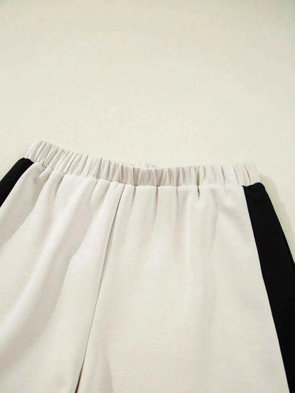 Color Block Half Zip Top and Shorts Two-Piece Set