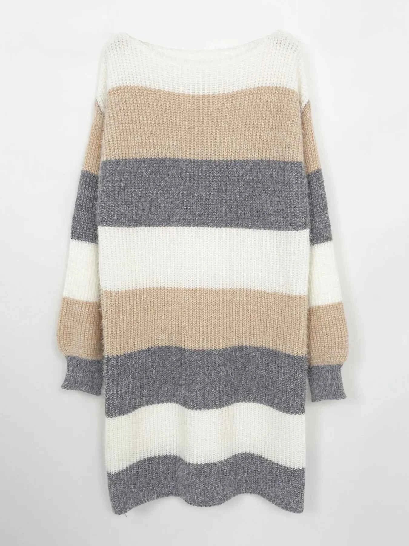 Color Block Long Sleeve Sweater Dress