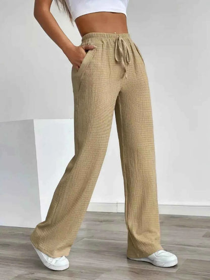 Texture Wide Leg Pants