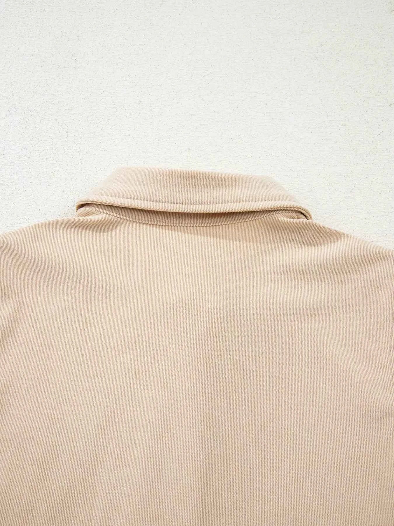 Corduroy Half Button Collared Long Sleeve Mini Dress