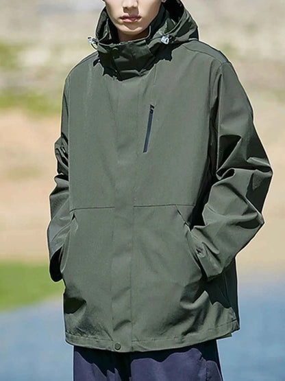 Men's Full Size Zip Up Long Sleeve Hooded Jacket Plus Size