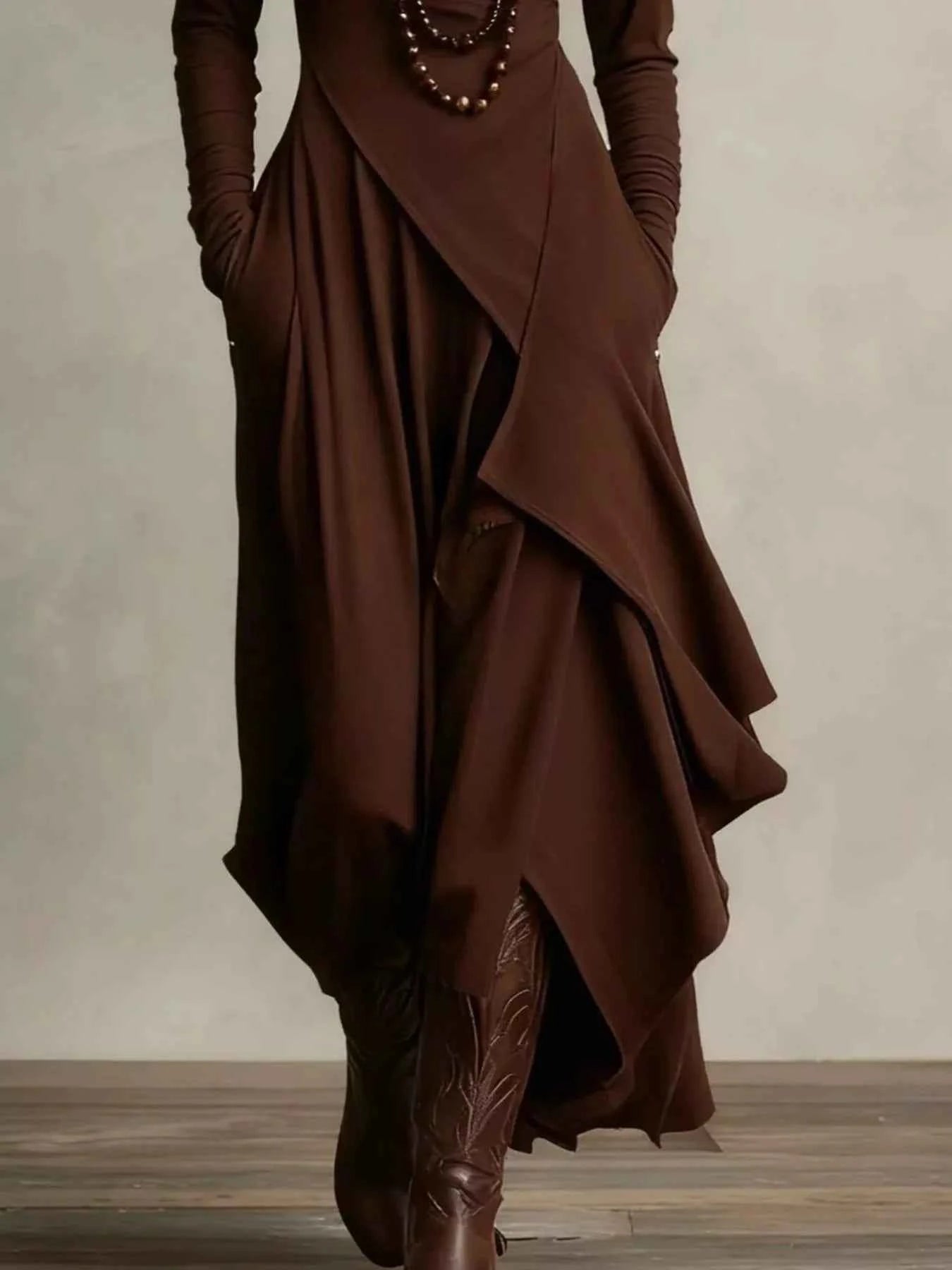 Full Size Asymmetrical Hem Turtleneck Dress Plus Size