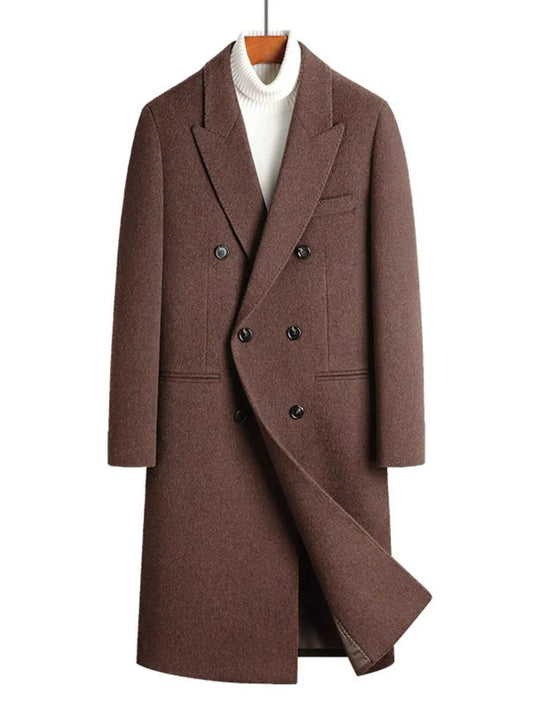 Men's Plus Size Double-Breasted Wool Overcoat