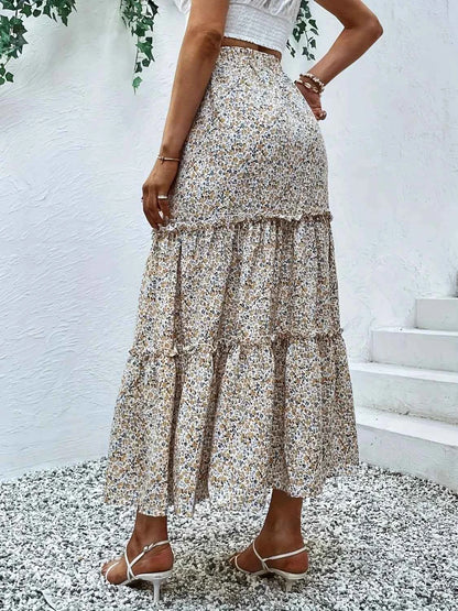 Frill Tiered Printed Skirt