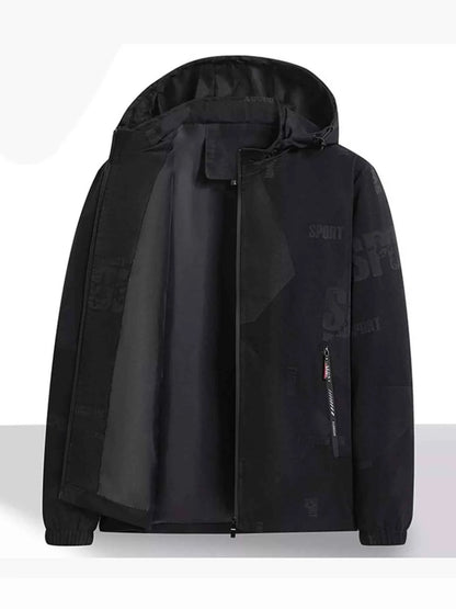 Men's Plus Size Zip Up Long Sleeve Hooded Jacket