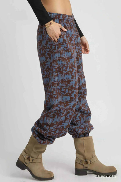 Umgee Scenic Print Casual Sweatpants