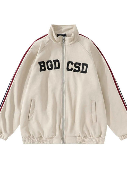 Men's Letter Zip Up Long Sleeve Hoodie