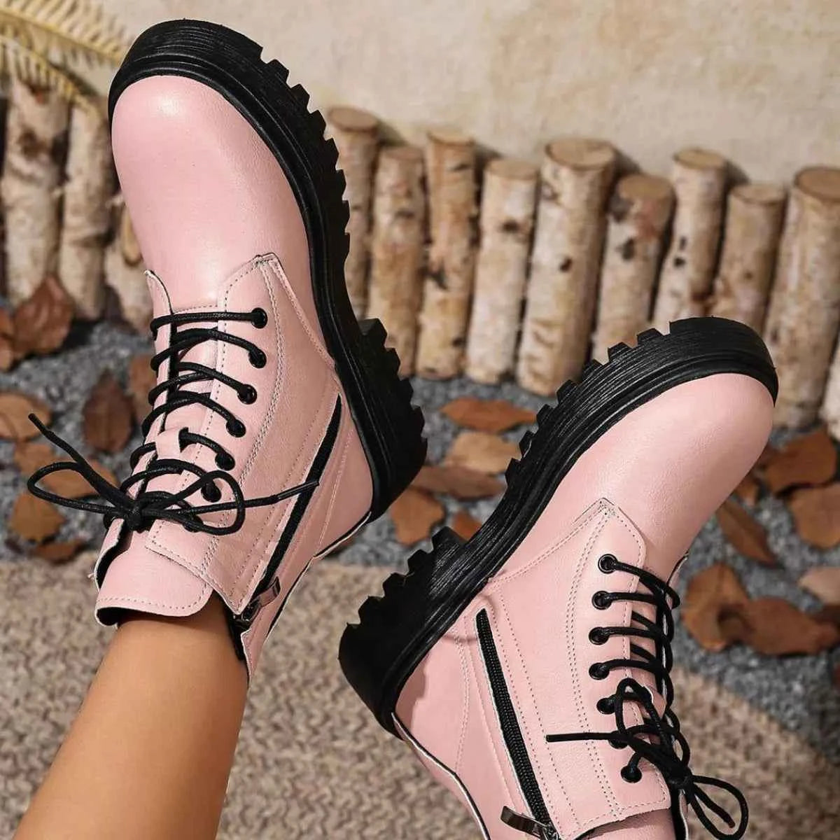 Round Toe Block Heels Boots