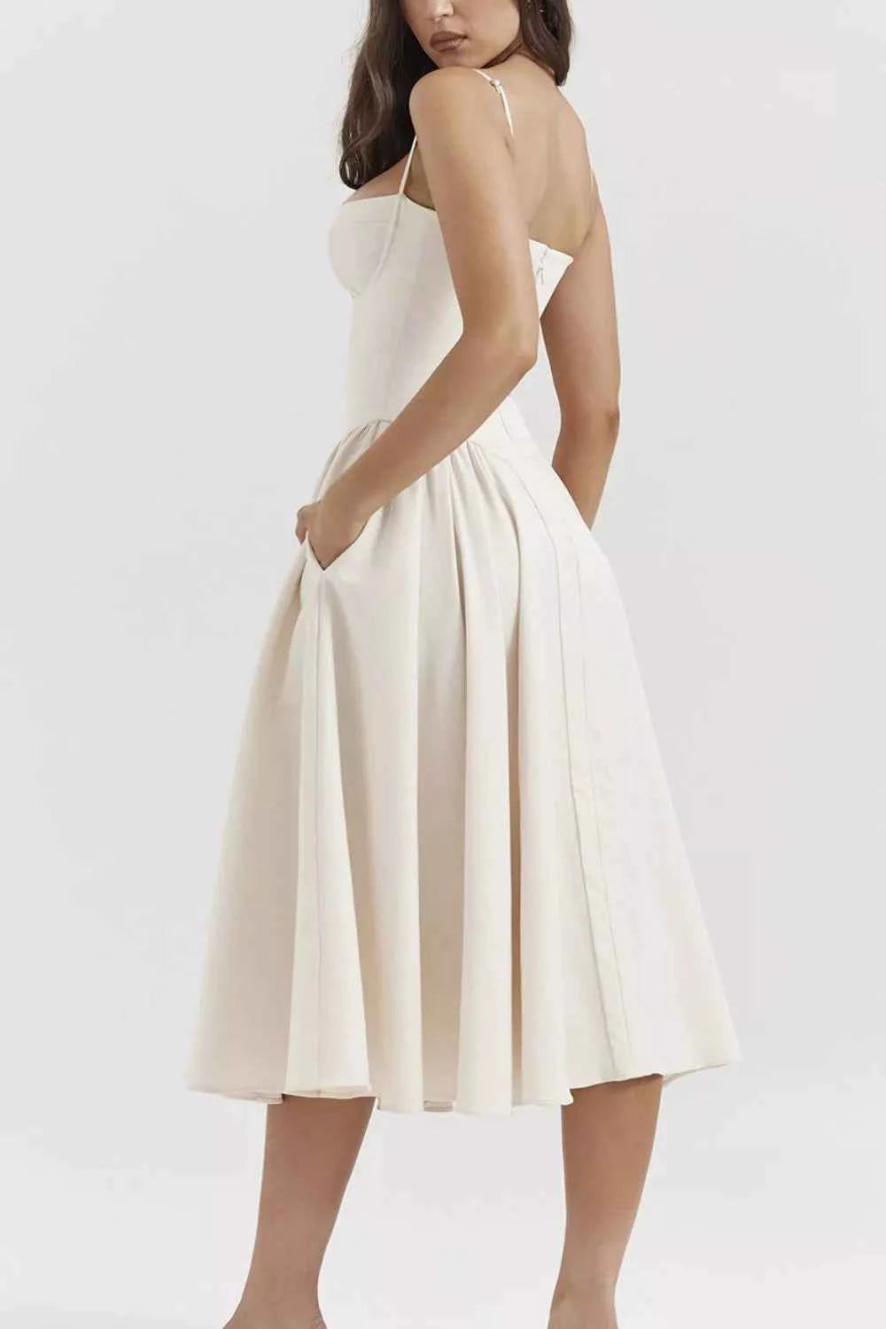 Sweetheart Neck Ruched Midi Dress