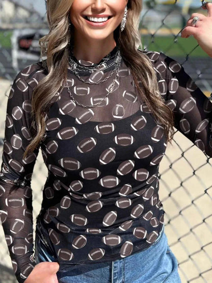 Game Day Mesh Sheer Long Sleeve Top