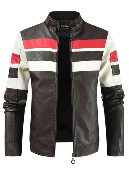 Men's Plus Size Contrast Zip Up Long Sleeve Jacket