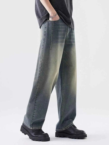 Men's Washed Wide Leg Relaxed Fit Jeans