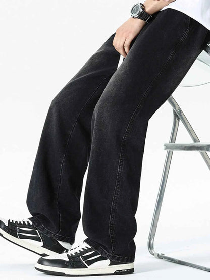 Men's Plus Size Drawstring Wide Leg Jeans