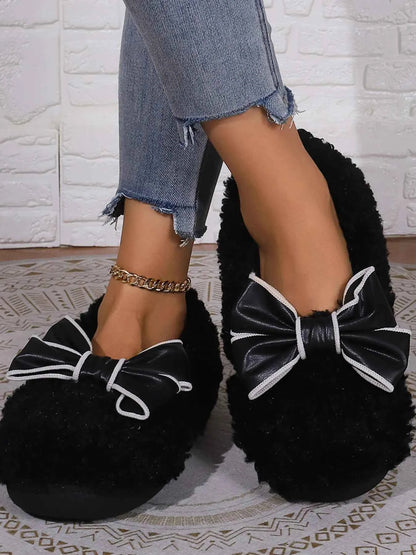 Cozy Bow-Knot Fluffy Indoor Slippers