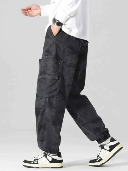 Men's Plus Size Camouflage Cargo Pants with Multi-Pocket
