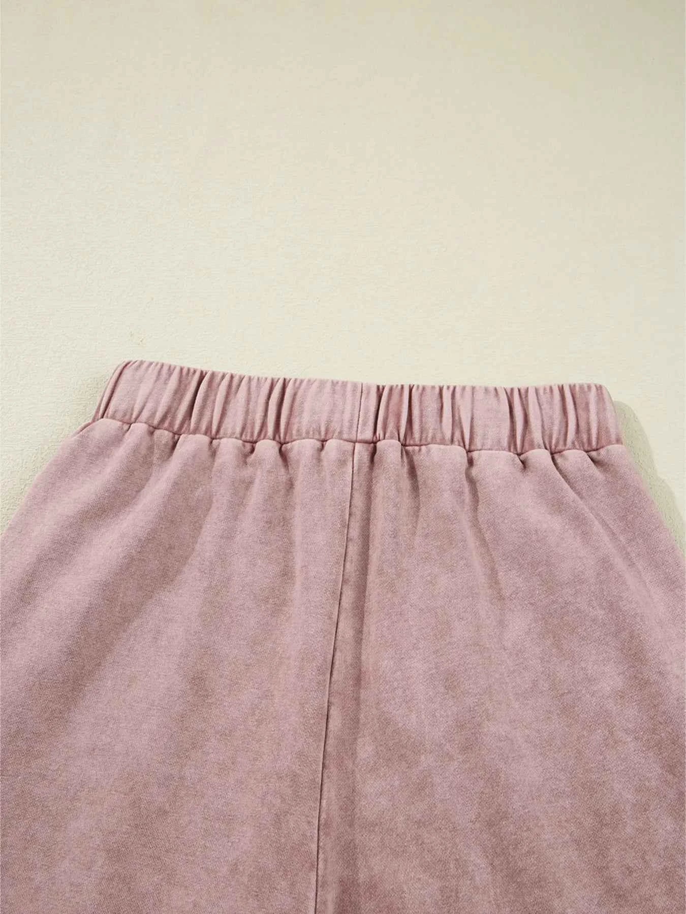 Mineral Wash Tiered Wide Leg Patchwork Drawstring Pants