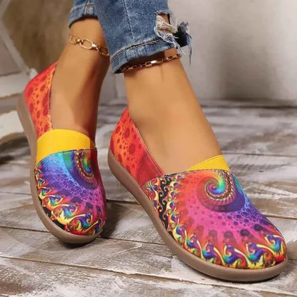 Bohemian Spiral Print Multicolor Slip-Ons