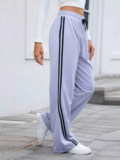 Side Striped Wide Leg Pants