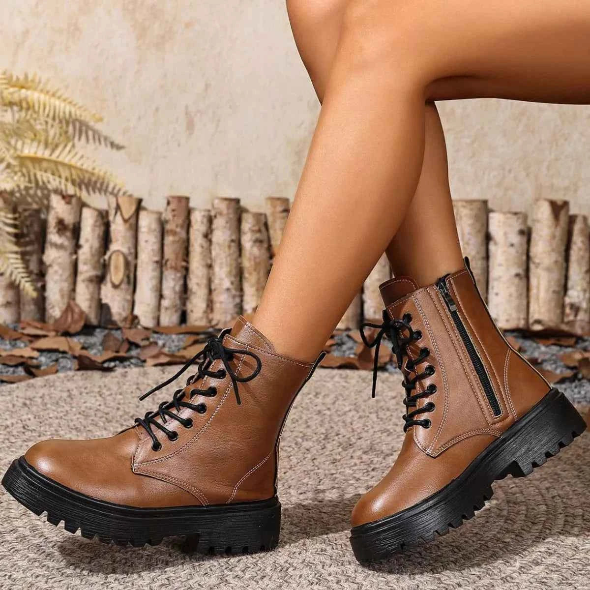 Round Toe Block Heels Boots