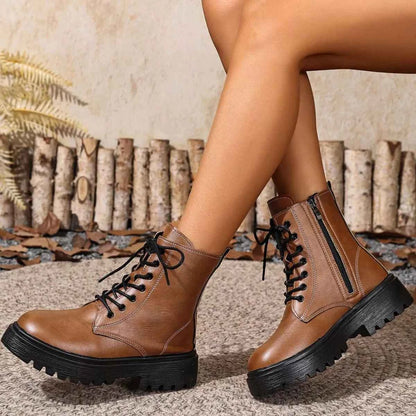 Round Toe Block Heels Boots